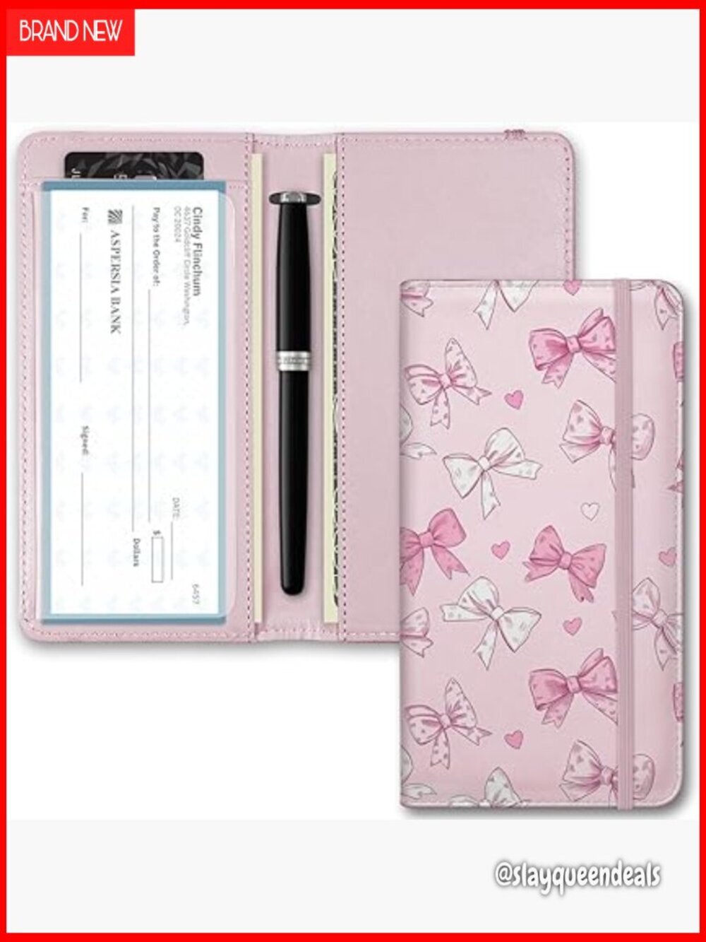 Slim RFID Blocking Leather Checkbook Cover for Duplicate Checks
